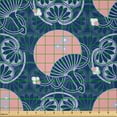 thumbnail image 2 of Ambesonne Japanese Fabric by the Yard Microfiber, Ornate Motifs, 2 Yards, Navy Blue Blush, 2 of 2