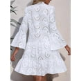 thumbnail image 6 of Women'S 2025 Lace Eyelet Embroidery Dress V-Neck Trumpet Sleeve Boho Flowy Swing Dress White S, 6 of 9