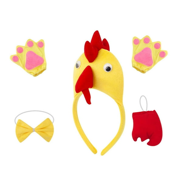 Conjunto de disfraz de animal de pollo 3D lindo vestido elegante para fiesta de cumpleaños de utilería de cosplay Cola roja amarilla