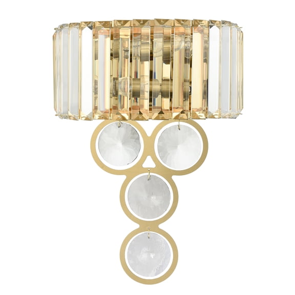 Claxy 9.8" Gold Crystal Wall Sconce 2-Light with Circle Crystal Deco