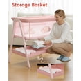 thumbnail image 5 of Baby Bassinet, Bedside Bassinet for Baby, Bassinet Bedside Sleeper with Mattress, Storage Basket and 4 Auto-Lock Wheels, Full-Mesh Sides, Bedside Crib for Newborn,Pink, 5 of 7