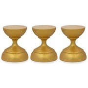 Set of 3 Golden Wooden Ukrainian Easter Egg Stand Holder Display 1.5 Inches