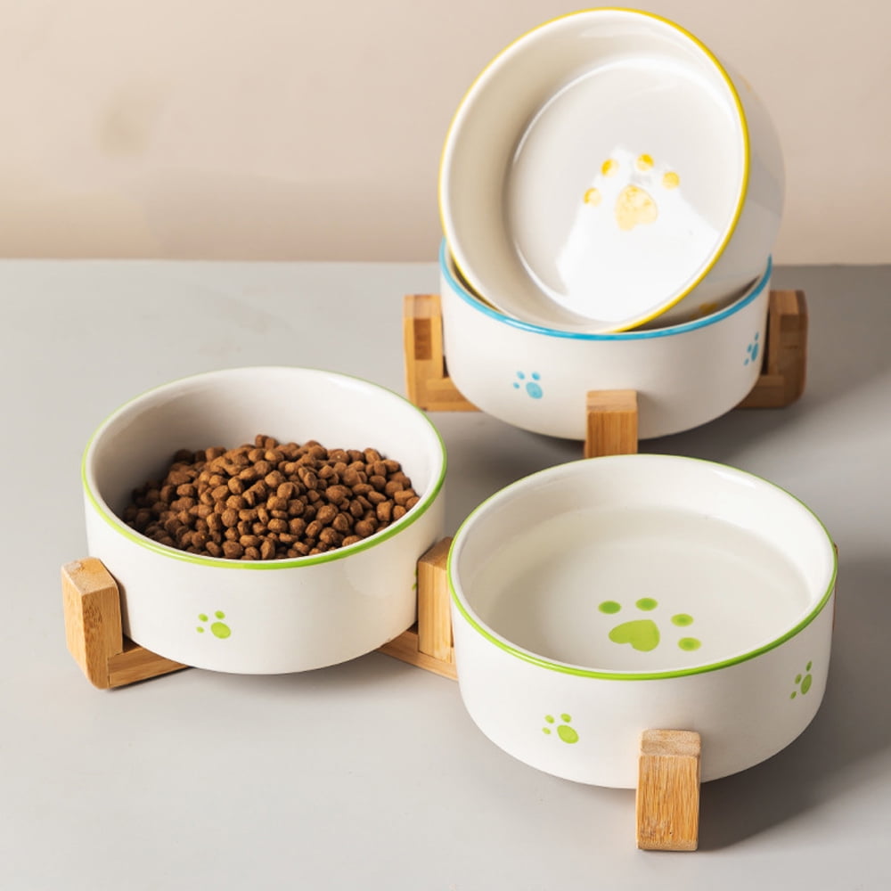 Ceramics Raised Small Dog or Cat Bowls Pet Food Bowlyellow