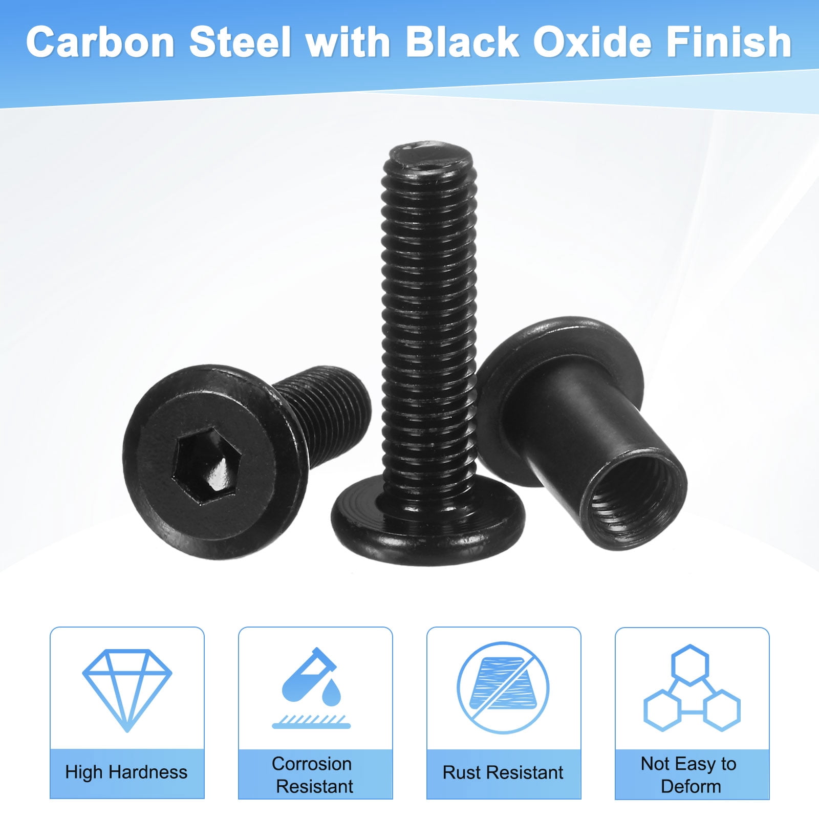Uxcell 20-Pack Hex Drive Socket Cap Bolt M8 x 16mm Carbon Steel for Furniture