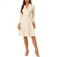 thumbnail image 2 of INSPIRE CHIC Vestido de Trabajo para Mujeres 2023 Elegante Vestido Midi con Cuello en V, Cinturón, Plisado y Botones Color Albaricoque XS, 2 of 6