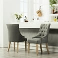 thumbnail image 3 of Gray Linen - Look Polyester - Wingback & Button Tufted Style - Formal Dining Setting - Brings Traditional Charm, 3 of 5