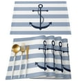 thumbnail image 2 of Placemat Geometric Sky Blue Stripes Anchor 4/6pcs Table Pad Mats for Dining Table Home Kitchen r Accessories Linen Coaster, 2 of 7
