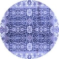 thumbnail image 1 of Ahgly Company Machine Washable Indoor Round Abstract Blue Modern Area Rugs, 3' Round, 1 of 4