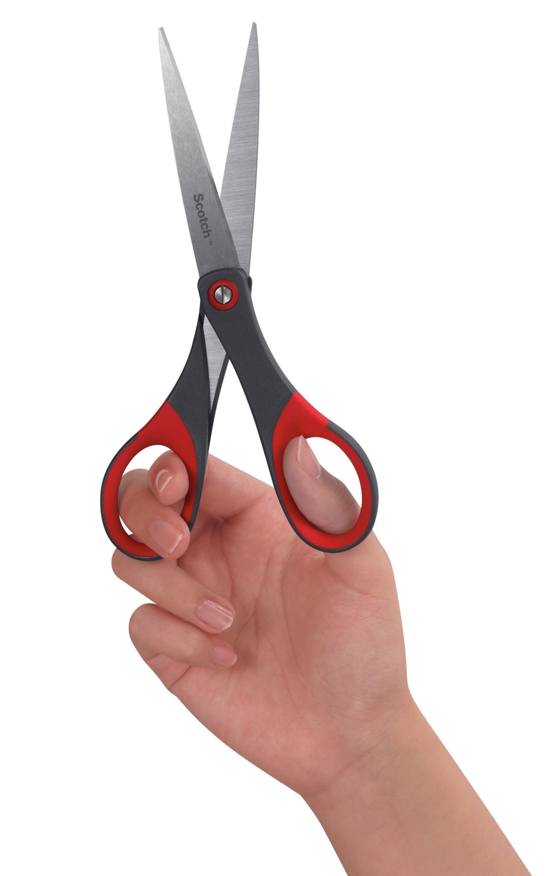 Husky T1-Titanium All Purpose Cutting Scissors Cushion Grip Black Red  Handle