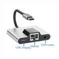 thumbnail image 3 of 3X Adaptador de Red LAN Tipo C una Ethernet Hub USB C una Estación de Acoplamiento de Carga Rápida PD de Audio de 3,5 mm para Teléfono Móvil Portátil, 3 of 5