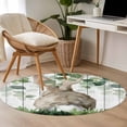 thumbnail image 4 of Round Rug 4Ft Washable Non-Slip, Easter Circle Area Rugs for Living Room Bedroom, Country Rabbit Botanical Leaves Wooden Grain Indoor Floor Mats Carpet Runner for Home Decor Aesthetic, 4 of 8