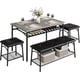 thumbnail image 1 of Gris dining mesa set para 4: kitchen mesa con forrado dining bench, square stools, y almacenamiento para small space apartments, 1 of 8