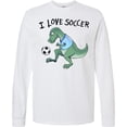 thumbnail image 3 of Inktastic I Love Soccer-dinosaur in Blue Long Sleeve T-Shirt, 3 of 5