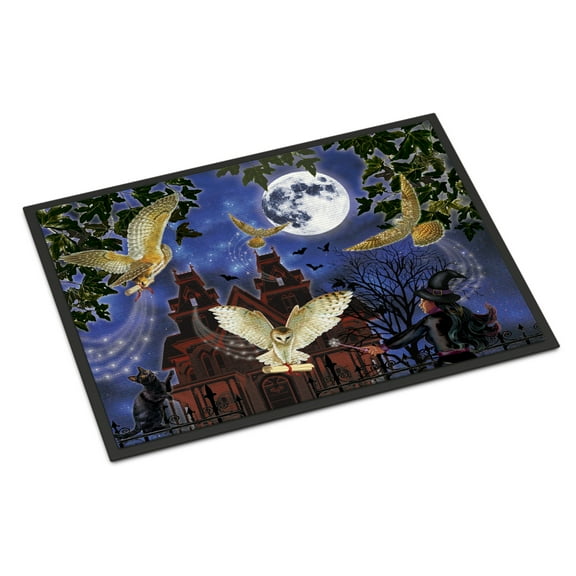 Carolines Treasures PRS4051JMAT Halloween Owl Express Door Mat Indoor Rug or Outdoor Welcome Mat 24x36 Doormat  36"L x