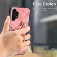 thumbnail image 5 of Nalacover For Samsung A32 5G Case Ring Holder Kickstand with Credit Card Holder, Back Flip Premium Leather Magnetic Clasp Removable Wirst Hand Strap Cover for Samsung Galaxy A32 5G, Pink, 5 of 15