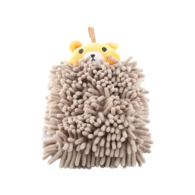 Toalla de mano para niños, absorbente de agua, suave, de microfibra, con lazo para colgar, con dibujos animados, para baño, cocina, inodoro, oso