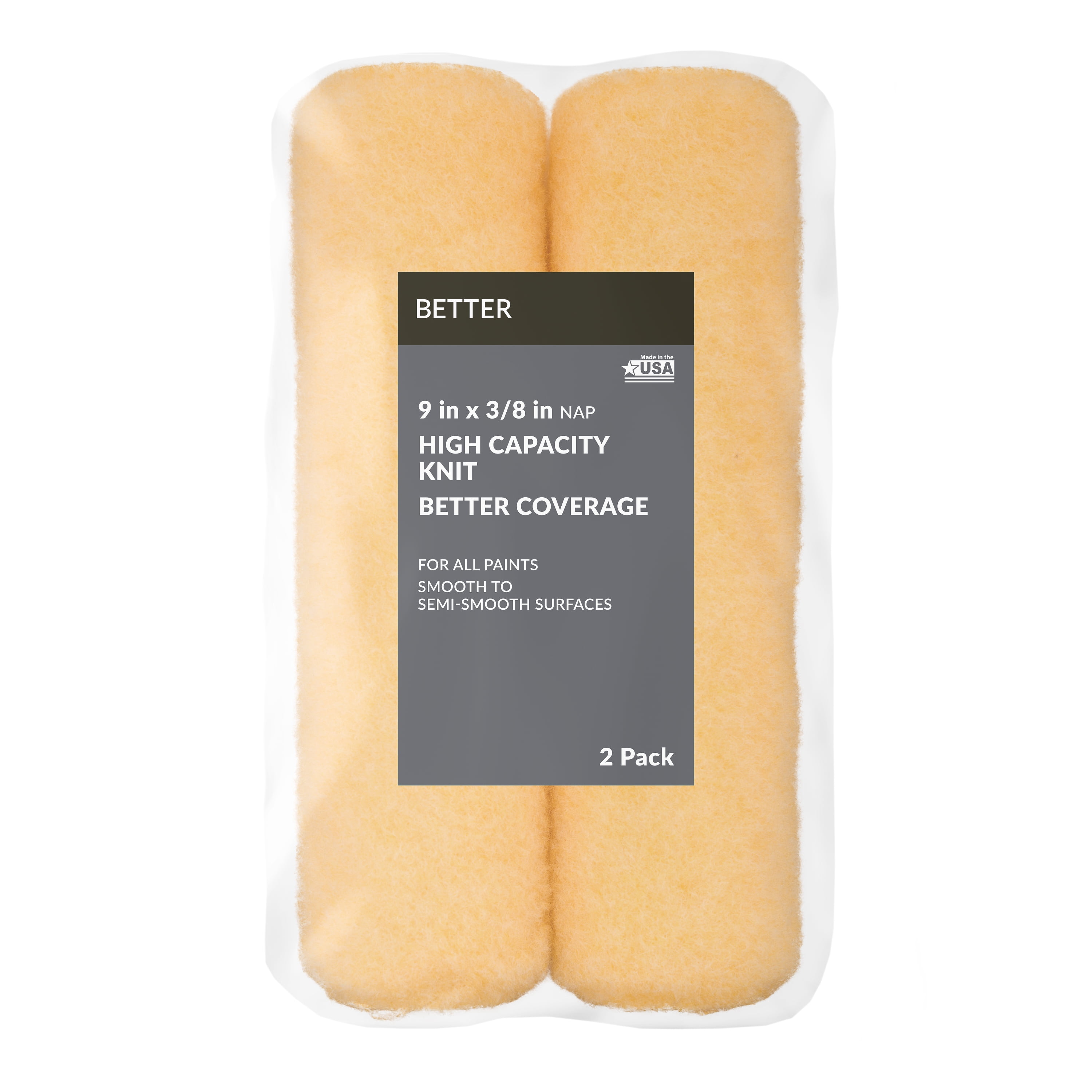 (3 pack) BETTER 9 in x 3/8 in nap High Density Knit Paint Roller Cover, 2 Pack