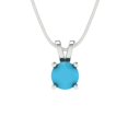 thumbnail image 4 of 0.5 ct Brilliant Round Cut Solitaire Turquoise 14k White Solid Gold Everyday Affordable Designer Necklace Pendant with 18" Chain, 4 of 7