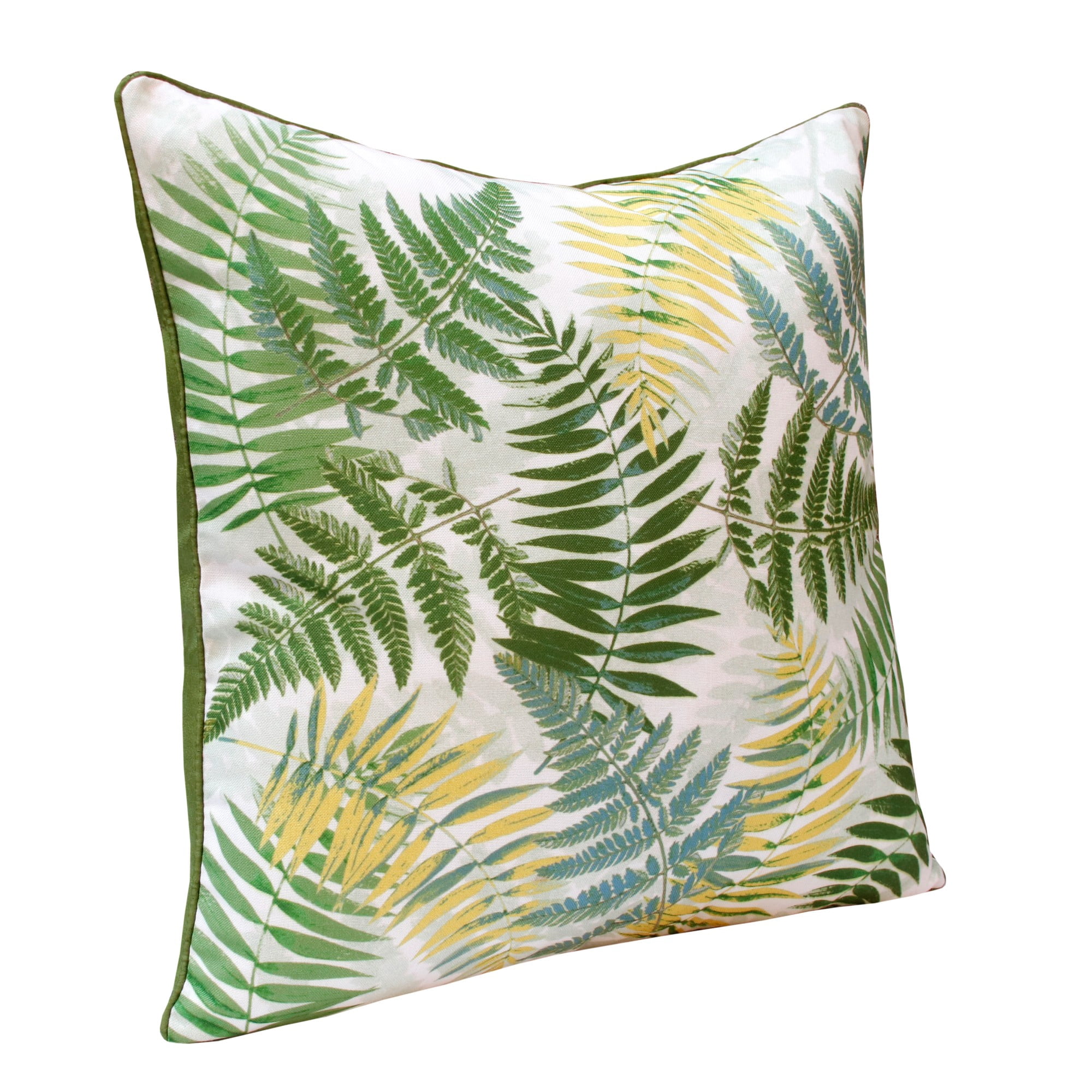 Laddha Home Designs Handwoven Tropical Fern Leaf Floral Throw Pillow - 20" - Green and Yellow - Set