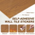 thumbnail image 3 of Uxcell 20 piezas de azulejos autoadhesivos para salpicaduras 11.8"x11.8" PVC pared textura de madera gruesa autoadhesiva impermeable para cocina y baño, marrón oscuro, 3 of 7