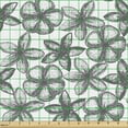 thumbnail image 2 of Floral Fabric by the Yard, Rhythmic Charcoal Sketch Look Hand Drawn Flowers on Plain Backdrop Illustration, Decorative Upholstery Fabric for Sofas and Home Accents, White and Grey by Ambesonne, 2 of 5