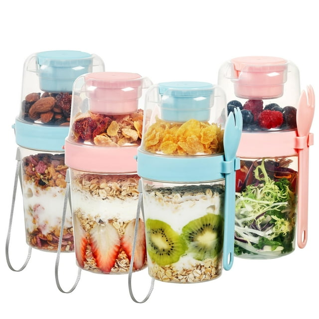 Vasos para helado de yogur Vtopmart, 800 ml, paquete de 4 con tapas y cucharas