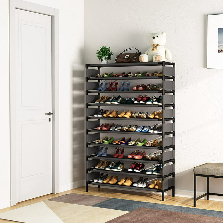 10 Tiers Shoe Rack, Large Capacity Shoe Organizer, Shoe Shelf for 50 Pair, Large Shoe Rack, Extra Large Shoe Shelf, Black