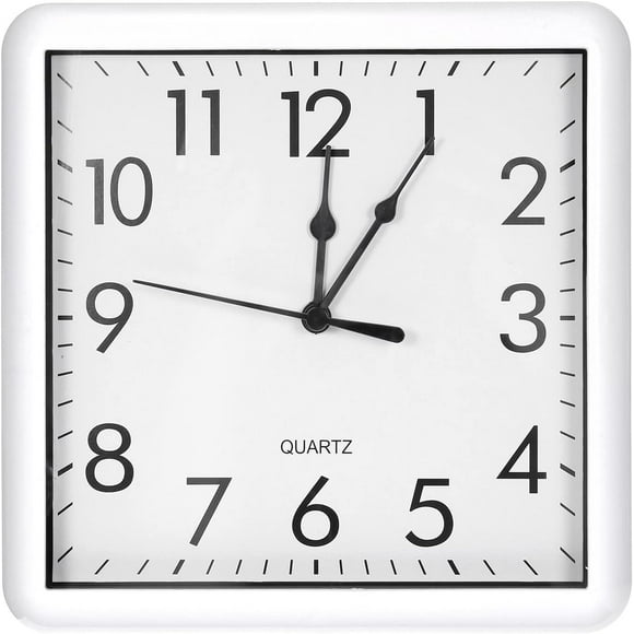 9x9 pouces horloge murale, pile à quartz fonctionnement silencieux aucune tic - tac horloge murale carrée, blanc