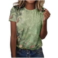 thumbnail image 2 of Puntoco Liquidación de blusas cortas para mujer Blusas estampadas de moda para mujer Camiseta de manga corta Cuello redondo, 2 of 4