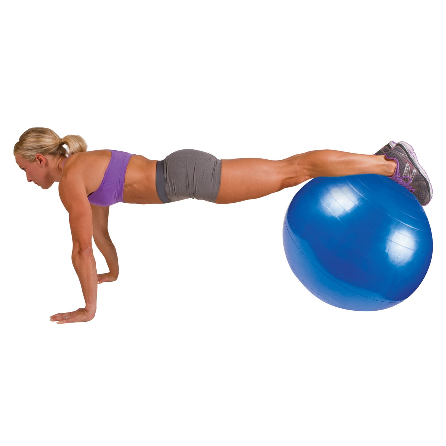 GoFit 55cm Stability Ball for Core Training with Pump and Exercise Guide, Blue