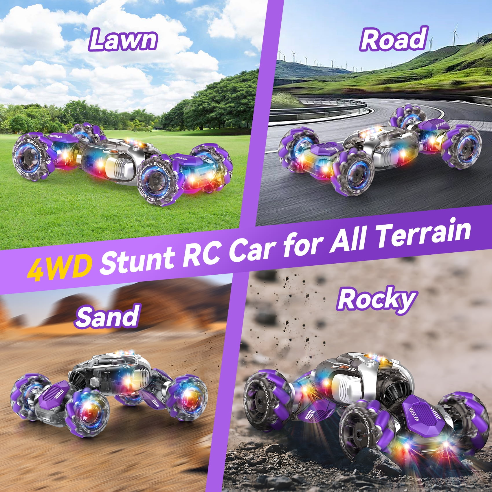 Nicella Remote Control Cars for Boys Girls 8-12, Gesture Sensing RC Stunt Car with Light & Music, 4WD, 360°Rotating, 2.4Ghz RC Drift Cars, Christmas Birthday Gift Car Toys for Kids
