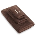 thumbnail image 1 of Avanti Brown Ivory Block Monogram 3 Piece Towel Set in Mocha Egyptian Cotton - L, 1 of 1