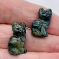thumbnail image 2 of Adorable! 2 Kambaba Jasper Sitting Cat Animal Beads | 21x14x10mm | Green | 2 Beads, 2 of 8