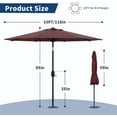 thumbnail image 2 of Garvee Parasol de Patio Octogonal pour l'Extérieur, 8,69 x 8,69 x 7,87 Pi, 8 Nervures Robustes, Rouge Foncé, 2 of 7