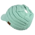thumbnail image 4 of C.C BeanieTail Warm Knit Messy High Bun Ponytail Visor Beanie Cap, Mint, 4 of 4