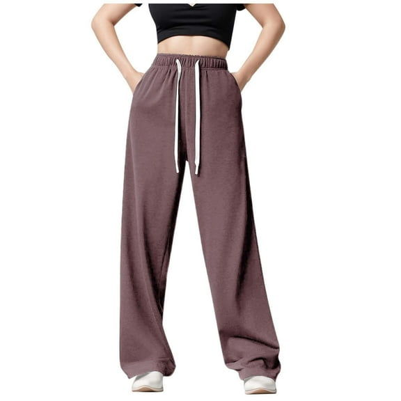 XINXIAOO Women's Pants Casual Pants for Women Brown Pants for Women Lounge Pants for Women Loose Fit Women High Waisted Pants with Pockets Women's Fall Pants