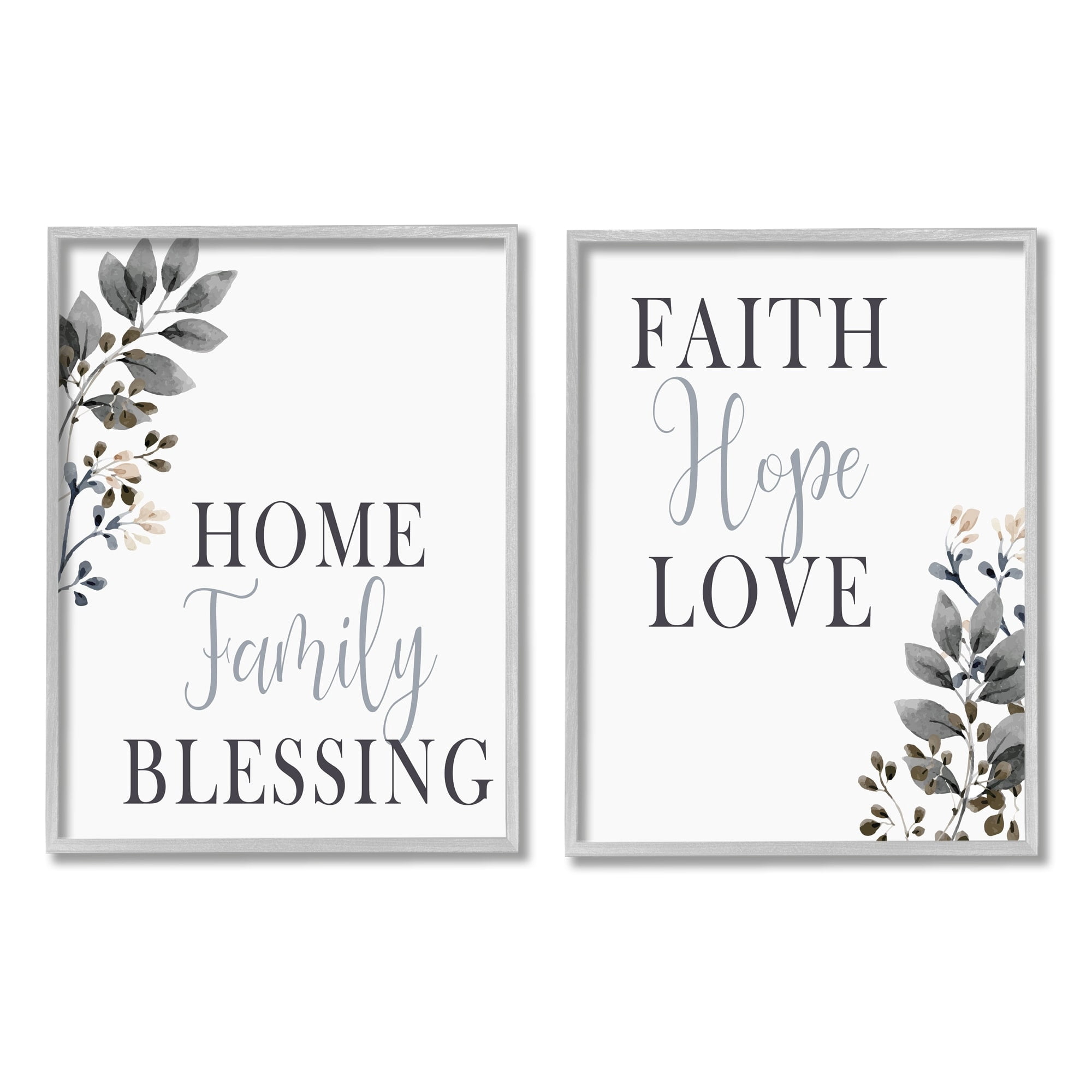 Stupell Industries Faith Hope Home Family Phrases Soft Black Florals, 16 x 20, Design by Kim Allen