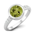 thumbnail image 2 of Mooneye 1.02 Ctw Round Peridot 925 Sterling Silver Bezel Set Solitaire Mother's Day Gift Ring, 2 of 3