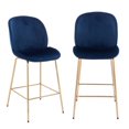 thumbnail image 1 of Upholstered Velvet Stool with Gold Legs – Set of 2 Comfortable Velvet Stools with Foot Rest, Modern Design for Kitchens, Bars, and Contemporary Spaces, 1 of 5