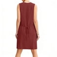thumbnail image 2 of LIaqionyy Cotton Linen Dresses for Women Summer Casual Sleeveless Button down V Neck Dress Sundress with Pocket, 2 of 8