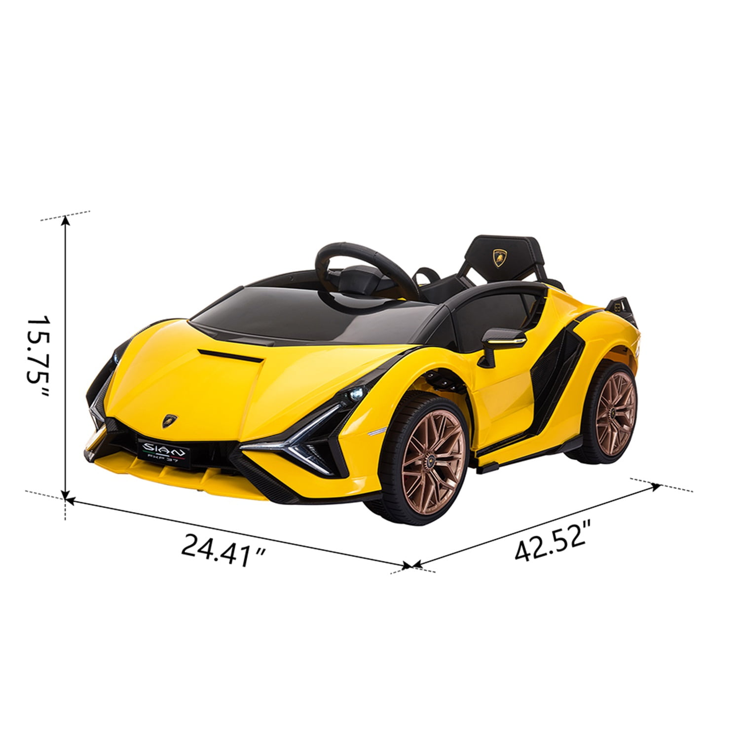 CIPACHO 12V Kids Ride On Sports Car, Electric Toy Car Truck with 2.4GHZ Remote Control, Battery-powered Cars for Kids, Yellow