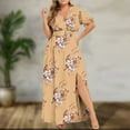 thumbnail image 2 of Drses Plus Size Maxi Dress Women V Neck Short Sleeve Floral High Low Flowy Summer Beach Casual Long Maxi Dress, 2 of 5