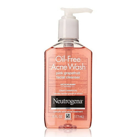 Neutrogena Oil-Free Acne Wash Facial Cleanser, Pink Grapefruit - 6 Oz, 2 Pack
