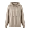 thumbnail image 4 of qucoqpe Womens Sweaters Casual Long Sleeve Knitted Hooded Pullover Top Drawstring Hoodies for Women, 4 of 6