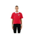 thumbnail image 4 of Women's New Era Red Kansas City Chiefs Throwback Boxy Cropped Polo, 4 of 5
