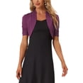 thumbnail image 1 of INSPIRE CHIC Women's Short Sleeves Bolero Open Front Shrugs Cropped Cardigan Purple XS, 1 of 6