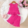 thumbnail image 4 of Amidoa Girls 2 Piece Outfits Summer Clothes Tank Top Sleeveless Solid Color Cute T-Shirt and Casual Shorts Kids Clothing Sets Hot Pink Size 1T, 4 of 9