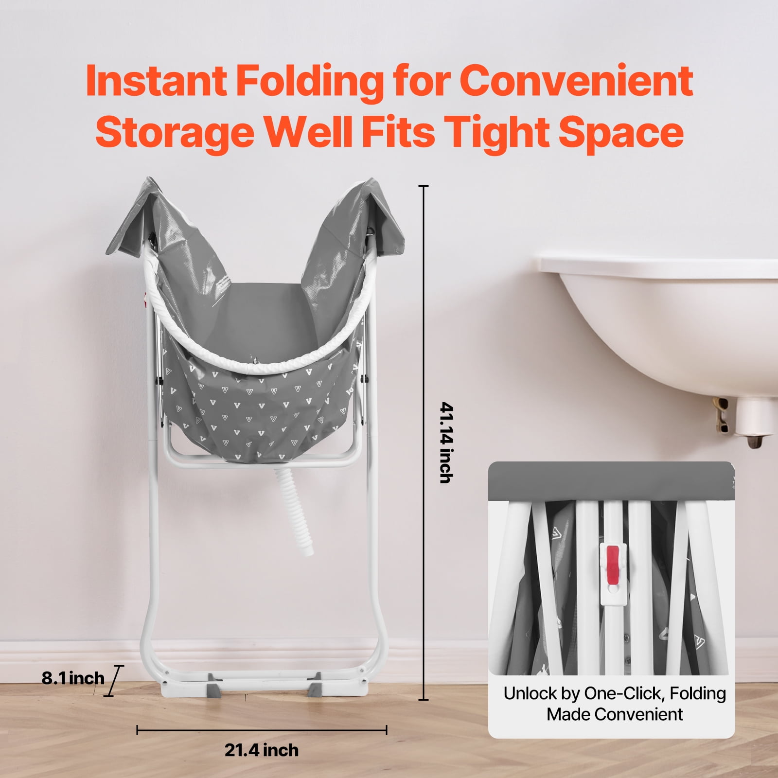 VEVOR Portable Dog Bathtub, Elevated & Foldable Space-saving Pet Shower Station with Efficient Drainage, Bathing Tub for Washing & Grooming Small and Medium Size Dogs and Cats Indoor & Outdoor, Grey