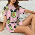 thumbnail image 4 of "Wukai Panda Avocado Women's Pajama Set - Short-Sleeve Top and Shorts with Elastic Waistband and Pockets for Loungewear, Yoga, and Casual Wear-4X-Large, 4 of 8