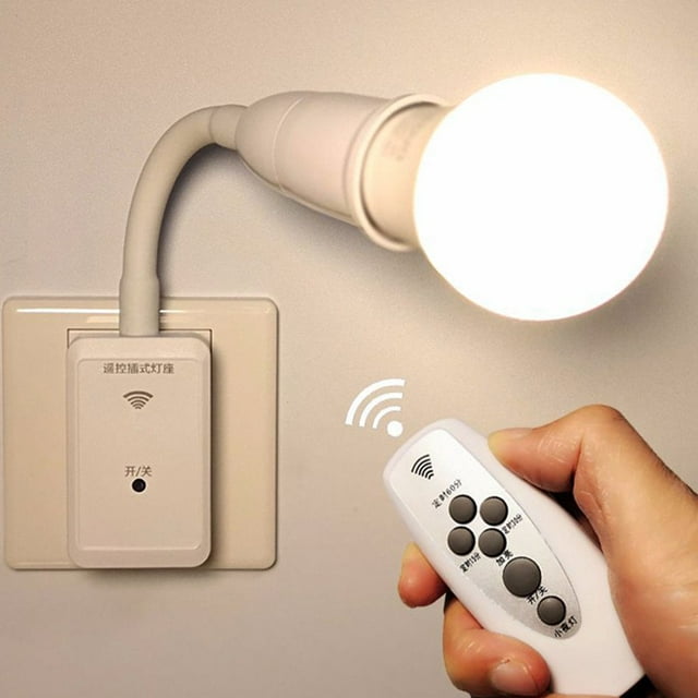 E27 LED Remote Control Plug Lamp Holder Light Base for Night Light Bedside Lamp (without Light Source)